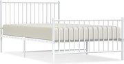 vidaXL Cadru de pat metalic cu tăblie de cap/picioare, alb, 107x203 cm