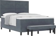 vidaXL Pat cu arcuri cu saltea Gri închis 140 x 190 cm Catifea