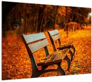 Tablou cu banca toamna (70x50 cm)