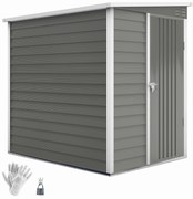 Outsunny Șopron de Grădină din Metal, oțel galvanizat, ușă blocabilă, asamblare ușoară, 142 x 184 x 165/181 cm, Gri | Aosom Romania