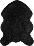 vidaXL Covor din Lână Faux Tafalla Negru 60 x 90 cm Poliester