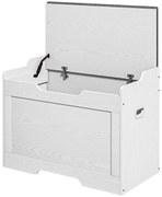 HOMCOM Bancă de Depozitare cu Pernă din Material Textil, Bancă Multifuncțională cu Balama de Siguranță, 75x40x56 cm, Alb | Aosom Romania