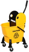 HOMCOM Găleată pentru Mop și Strângător de Apă pentru Curățare, Cărucior pentru Podele, 44x36x90cm, Galben. | Aosom Romania