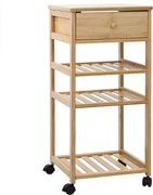vidaXL Cărucior de bucătărie cu roți natural 37 x 36 x 80 cm Bambus