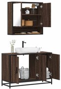 vidaXL Set mobilier de baie, 2 piese, stejar maro, lemn prelucrat