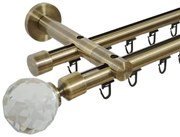 Galerie dubla teava profil kula crystal ,prindere perete 19/19 aur antic (Alege marime: 120 cm)
