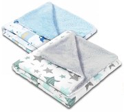 Set 2 paturici duble pufoase cu doua fete 100x78 cm Kidizi Fluffy Busy City Stars