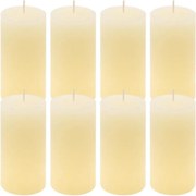 Set de lumânări rustice, 10 cm, Ø 5 cm, crem, 8 buc