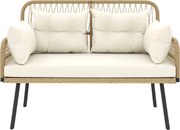 Outsunny Canapea de grădină cu perne Canapea 2 locuri Outdoor Balcon Canapea din ratan Polyrattan 115 x 61 x 82 cm Lemn natural | Aosom Romania