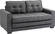HOMCOM Canapea Extensibilă din Material Textil 2 Locuri cu Capitonaj și Arcuri, 151x75x85 cm, Gri | Aosom Romania