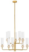 Candelabru cu 10 brate, Metal, Auriu, Travertin, Sticla, FILOMENA