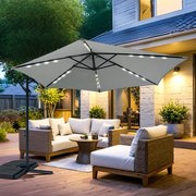 Umbrelă de soare reglabilă AVENBERG SUNNY LED 300, diametru 3M, gri