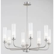 Candelabru 8 brate, otel nickel, sticla canelata PRESTON 5084