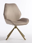 HR350 BAZĂ STEA Scaun Latte din Catifea Bază Aurie