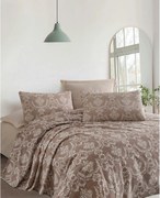 Set cuvertura pat PURE, maro, bumbac, 160x235 cm, cu cearsaf si fata d