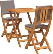 vidaXL Set bistro cu pernă 3 pcs Ulei Natural Lemn Solid de Acacia