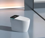 Smart WC 881 – Vas de Toaletă Inteligent cu Bideu, Sterilizare UV, Deschidere/Închidere automată, Senzor picior, Control inteligent al Temperaturii, Uscare aer cald, Iluminare de noapte, Afișaj LED, Telecomandă, Ceramică, Alb/Negru
