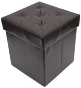 Taburet cu cutie de depozitare HouseXL™ 10100, Dimensiuni 38X38X38cm, Max 150 kg, Capac moale din piele ecologica, Maron