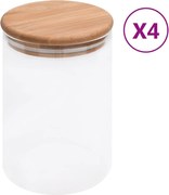 vidaXL Borcane de depozitare din sticlă capac de bambus 4 buc. 800 ml
