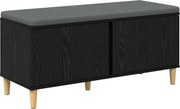 vidaXL Bancă pentru hol cu pernă cu ușă Stejar Negru 100 x 38 x 46 cm