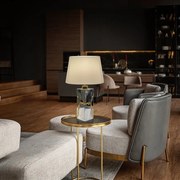 Lampa de masa din rasina Ocean crom cu foita aurie