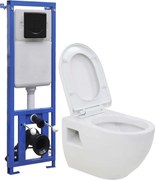 vidaXL Vas toaletă suspendat cu rezervor încastrat înalt, ceramică