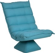 HOMCOM Fotoliu de Podea Relaxant Rotativ 360° cu Spătar Reglabil în 5 Poziții, 62x70x95 cm, Albastru | Aosom Romania