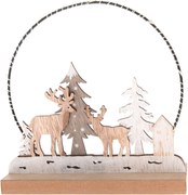Decorațiune de Crăciun din lemn cu lumină LED Deerforest, 16 x 16 x 6 cm