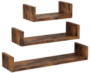 Set de 3 rafturi de perete SHELFY, maro
