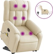 vidaXL Fotoliu electric de masaj rabatabil cu ridicare, crem, textil