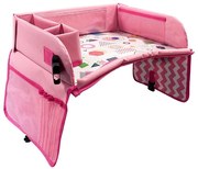 Masa portabila de copii, cu buzunare, pentru masina, pink