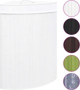 vidaXL Coș de rufe din bambus de colț, alb, 60 L