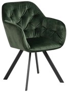 Scaun de sufragerie verde cu cotiere tapițat Lola – Actona