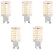 Set de 5 becuri LED inteligente G9, reglabile, transparente, 2,5 W, 250 lm, 2700-6500K