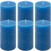 Set de lumânări rustice, 11,5 cm, Ø 6,8 cm, albastru, 6 buc.