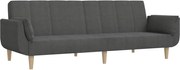vidaXL Canapea extensibilă cu 2 locuri, 2 perne, gri închis, textil