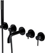 Baterie cada-dus incastrata Omnires Y finisaj negru semimat 5 elemente cu corp ingropat pipa 17 cm