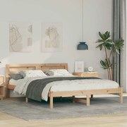 vidaXL Cadru de pat cu headboard Maro 160 x 200 cm Lemn masiv de pin