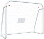 vidaXL Poartă de fotbal cu plasă, alb, 125x96x60 cm, oțel/poliester