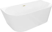 Mexen Oval Slim cadă de baie independentă montată pe perete 170 x 80 cm, albă, preaplin auriu periat - 52661708000-55