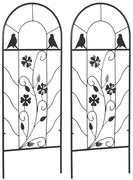 Outsunny Treillis de jardin lot de 2 suport pentru plante agatatoare din metal - 38 x 98 cm negru | Aosom Romania