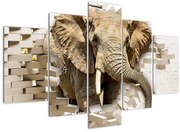 Tablou - Elefant spârgând peretele (150x105 cm)