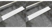 vidaXL Rigolă liniară de duș 2 buc. 630x140 mm, oțel inoxidabil, bule