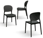 Set 4 scaune PERLA -POLIPROPILENA-HORECA - NEGRU
