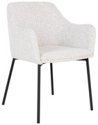 Scaun de sufragerie alb cu cotiere tapițat Melilla – House Nordic