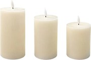 Set 3 lumânări LED BRILLO, crem, cu telecomandă, alimentare 3x AAA