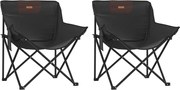 vidaXL Scaune de camping cu buzunar, pliabile, 2 buc., negru