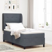 vidaXL Pat cu saltea cu arcuri , gri închis, 80x200 cm, catifea