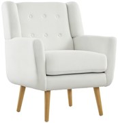 HOMCOM Fotoliu cu Brațe, Fotoliu de Relaxare, Sacramento, Lemn de Cauciuc, Bordură cu Nasturi, Alb | Aosom Romania