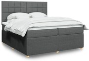 vidaXL Pat box spring cu saltea, gri închis, 200x200 cm, textil